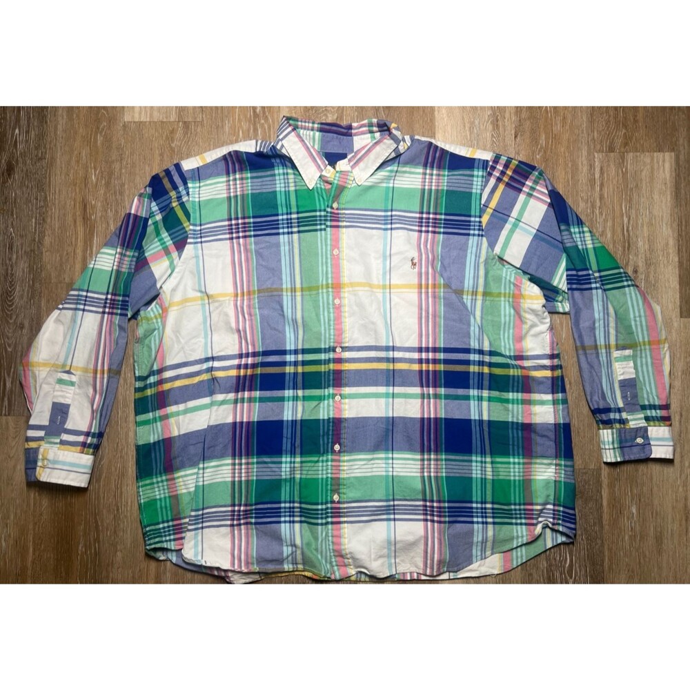 Ralph Lauren Plaid button Up Long Sleeve T Shirt 4XB